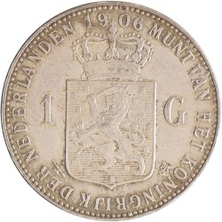 1 Gulden. Wilhelmina. 1906. Prachtig / UNC.