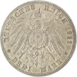German states. Lübeck. 3 Mark. 1911 A.