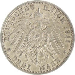 German states. Lübeck. 3 Mark. 1911 A.