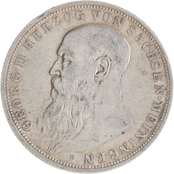 German states. Saxony - Meiningen. Georg II. 3 Mark. 1908 D.