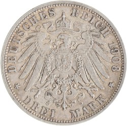 German states. Saxony - Meiningen. Georg II. 3 Mark. 1908 D.
