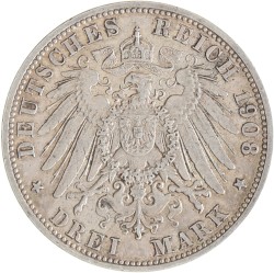 German states. Saxony - Meiningen. Georg II. 3 Mark. 1908 D.