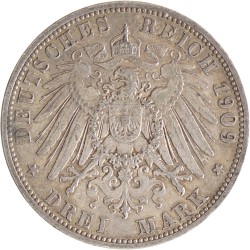 German states. Schwarzburg-Sondershausen. Karl Günther. 3 Mark - On the death of the monarch. 1909.