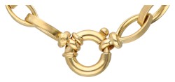 18 kt. Geelgouden schakel collier met licht gematteerde schakels.