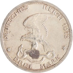 German states. Prussia. Wilhelm II. 3 Mark - Völkerschlacht centennial. 1913 A.