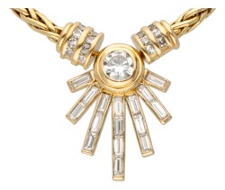 Belgische 18K geelgouden collier bezet met ca. 1.33 ct. diamanten starburst.