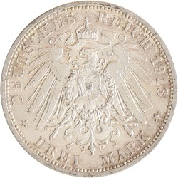 German states. Prussia. Wilhelm II. 3 Mark - 25th anniversary of the reign of Wilhelm II. 1913 A.