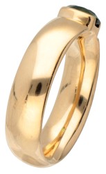 18 kt. Geelgouden ring bezet met ca. 0.66 ct. geelgroene toermalijn.