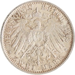 German states. Prussia. Wilhelm II. 2 Mark - 25th anniversary of the reign of Wilhelm II. 1913 A.