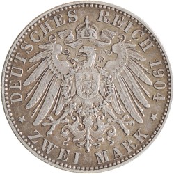 German states. Saxony. Friedrich August III. 2 Mark - The death of Georg I. 1904 E.