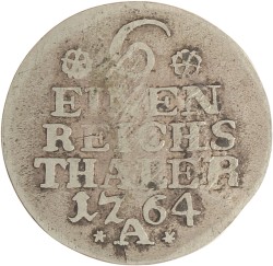 German states. Prussia. Friedrich II 'the Great'. 1/6 Thaler - contemporary counterfeit. 1764 A.