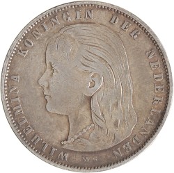 1 Gulden. Wilhelmina. 1896. Zeer Fraai.