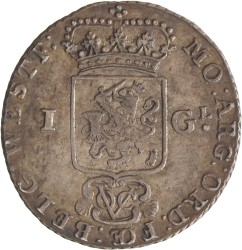 1 gulden. V.O.C. (West-Friesland). 1786. Zeer Fraai +.