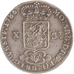 Halve generaliteitsgulden van X stuiver. V.O.C. (West-Friesland). 1786. Zeer Fraai +.