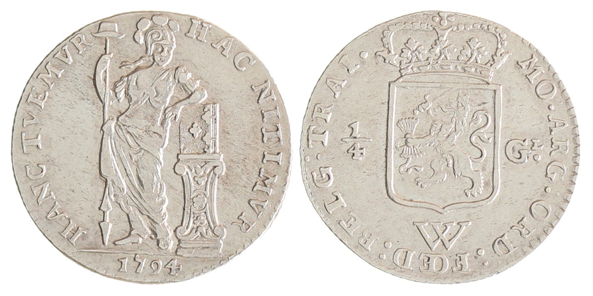 Kwart gulden. W.I.C. Utrecht. 1794. Zeer Fraai / Prachtig.