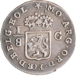 1/8 Gulden. Nederlands-Indië. 1802. Zeer Fraai.