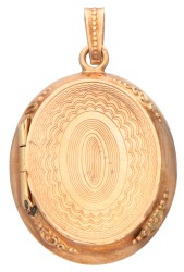 Antieke 14 kt. roségouden medaillon hanger met hand gegraveerde details.
