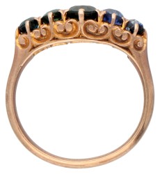 BWG 10 kt. roségouden (vermoedelijk) Georgische rivière ring bezet met ca. 1.56 ct. natuurlijke saffier.