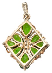 Vintage BWG 8 kt. geelgouden hanger bezet met ca. 1.68 ct. peridot en diamant.