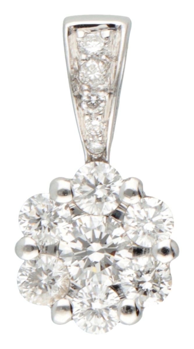 18 kt. Witgouden entourage hanger bezet met ca. 0.42 ct. diamant.