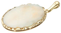 Vintage 14 kt. geelgouden hanger bezet met ca. 13.59 ct. witte edelopaal.