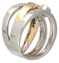 18 kt. Bicolor gouden ring bezet met ca. 0.43 ct. diamant.