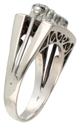 Retro 14 kt. witgouden ring bezet met ca. 0.69 ct. diamant.