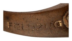 Bronzen patriottische ring uit de Eerste Wereldoorlog, zogenaamde loopgravenkunst en gegraveerd "Feldzug 1914/16".