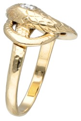 Vintage 14 kt. geelgouden slangenring in Victoriaanse stijl bezet met ca. 0.18 ct. diamant.