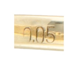 14K Geelgouden ring bezet met diamant en zoetwaterparel.