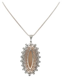 835 Zilveren collier met hanger bezet met ca. 30.00 ct. edelopaal en ca. 2.34 ct. natuurlijke saffier.