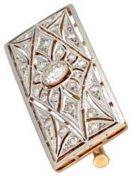 18K Geelgouden / platina Art Deco broche bezet met ca. 0.75 ct. diamant.