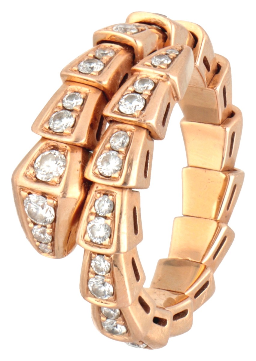 Bvlgari 18 kt. roségouden 'Serpenti Viper' ring bezet met ca. 0.16 ct. diamant.