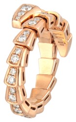 Bvlgari 18 kt. roségouden 'Serpenti Viper' ring bezet met ca. 0.16 ct. diamant.
