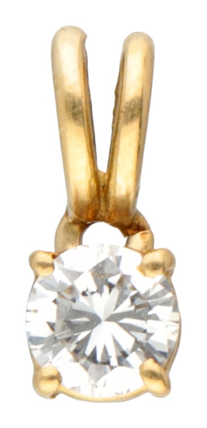 18K Geelgouden solitair hanger bezet met ca. 0.27 ct. diamant.