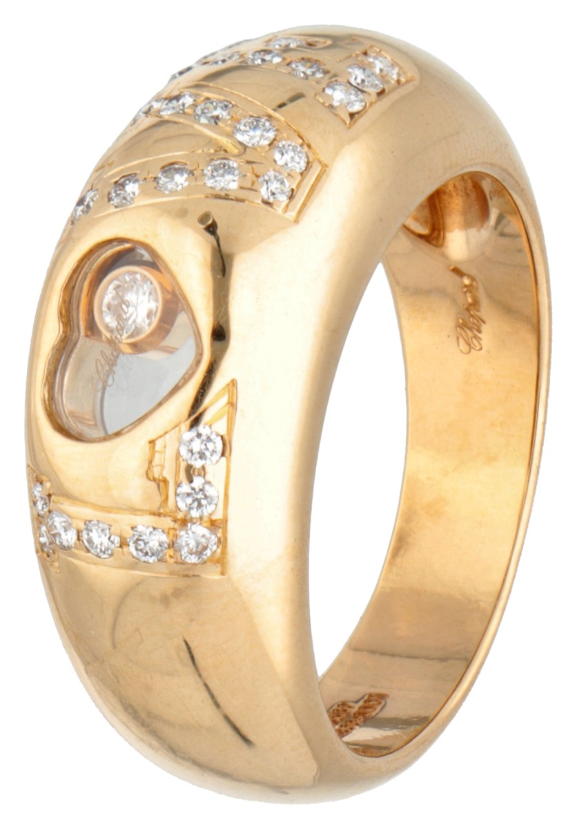 Chopard 'Happy Diamonds Love' 18 kt. geelgouden ring bezet met ca. 0.17 ct. diamant.