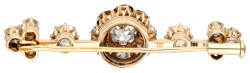 Antieke 18 kt. geelgouden broche bezet met ca. 3.00 ct. diamant.