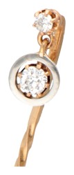 Antieke 14K bicolour gouden reversspeld bezet met ca. 0.20 ct. diamant.