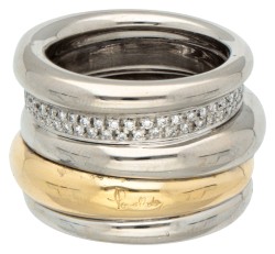 Pomellato 18 kt. bicolor gouden 'Tubolare' ring bezet met ca. 0.45 ct. diamant.