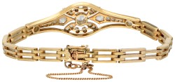 18 kt. Geelgouden art deco armband bezet met roos geslepen diamanten.